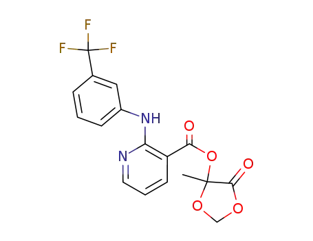 Molecular Structure of 134674-32-1 (2-<3-(Trifluormethyl)phenylamino>-pyridin-3-carbonsaeure-(5-methyl-1,3-dioxolan-4-on-5-yl)ester)