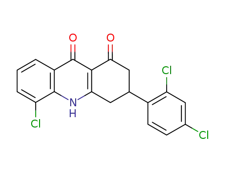Molecular Structure of 144155-13-5 (5-Chloro-3-(2,4-dichloro-phenyl)-3,4-dihydro-2H,10H-acridine-1,9-dione)