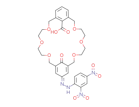 13-[(2,4-Dinitro-phenyl)-hydrazono]-30-oxo-3,6,9,17,20,23-hexaoxa-tricyclo[23.3.1.1<sup>11,15</sup>]triaconta-1<sup>(28)</sup>,11,14,25<sup>(29)</sup>,26-pentaene-29-carboxylic acid