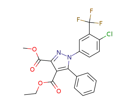 Molecular Structure of 96722-77-9 (4-ethyl 3-methyl 1-[4-chloro-3-(trifluoromethyl)phenyl]-5-phenyl-1H-pyrazole-3,4-dicarboxylate)