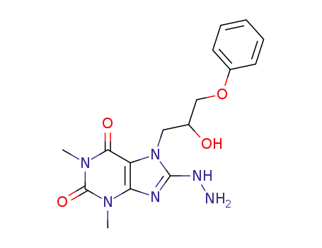 1H-Purine-2,6,8(3H)-trione,
7,9-dihydro-7-(2-hydroxy-3-phenoxypropyl)-1,3-dimethyl-, 8-hydrazone