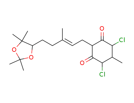 4,6-dichloro-2-<(E)-6',7'-dihydroxy-3',7'-dimethyl-2'-octenyl>-5-methyl-1,3-cyclohexanedione-6',7'-acetonide