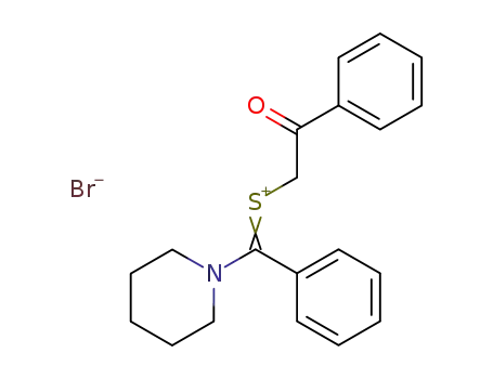 Molecular Structure of 145930-96-7 ((2-Oxo-2-phenyl-ethyl)-[1-phenyl-1-piperidin-1-yl-meth-(E)-ylidene]-sulfonium; bromide)