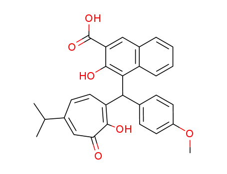 2-Naphthalenecarboxylic acid,
3-hydroxy-4-[[2-hydroxy-5-(1-methylethyl)-3-oxo-1,4,6-cycloheptatrien-1-
yl](4-methoxyphenyl)methyl]-
