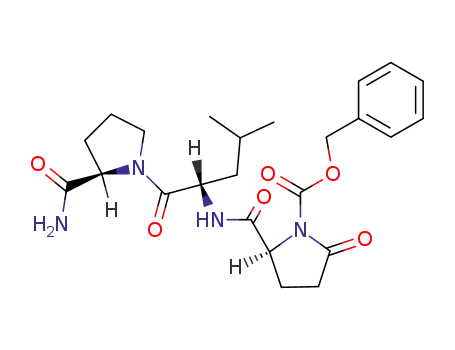Molecular Structure of 78664-39-8 (D-Prolinamide, 5-oxo-1-[(phenylmethoxy)carbonyl]-L-prolyl-L-leucyl-)