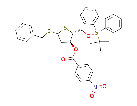 4-Nitro-benzoic acid (2R,3S)-5-benzylsulfanyl-2-(tert-butyl-diphenyl-silanyloxymethyl)-tetrahydro-thiophen-3-yl ester