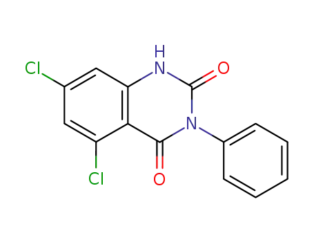 Molecular Structure of 195253-28-2 (5,7-dichloro-3-phenyl-1H-quinazoline-2,4-dione)