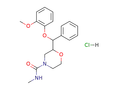 Molecular Structure of 93852-13-2 (2-[(2-Methoxy-phenoxy)-phenyl-methyl]-morpholine-4-carboxylic acid methylamide; hydrochloride)