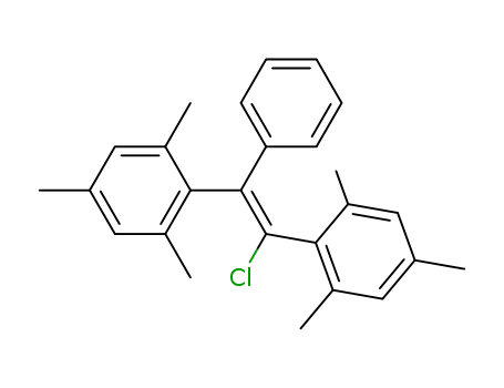 Molecular Structure of 100702-10-1 (Benzene, 1,1'-[(1Z)-1-chloro-2-phenyl-1,2-ethenediyl]bis[2,4,6-trimethyl-)