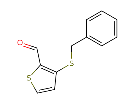 Molecular Structure of 192433-51-5 (2-Thiophenecarboxaldehyde, 3-[(phenylmethyl)thio]-)