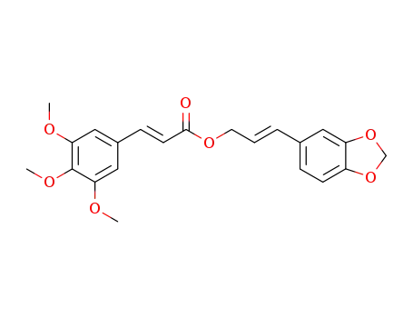 Molecular Structure of 7460-41-5 ((2E)-3-(1,3-benzodioxol-5-yl)prop-2-en-1-yl 3-(3,4,5-trimethoxyphenyl)prop-2-enoate)