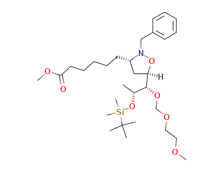 6-{(3S,5R)-2-Benzyl-5-[(1S,2R)-2-(tert-butyl-dimethyl-silanyloxy)-1-(2-methoxy-ethoxymethoxy)-propyl]-isoxazolidin-3-yl}-hexanoic acid methyl ester
