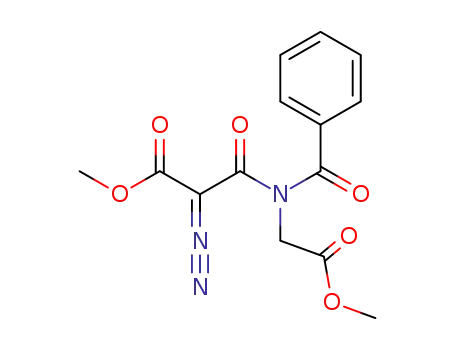 Molecular Structure of 192758-19-3 (Propanoic acid,
3-[benzoyl(2-methoxy-2-oxoethyl)amino]-2-diazo-3-oxo-, methyl ester)