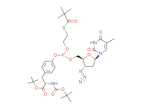 (S)-3-(4-{[(2S,3S,5R)-3-Azido-5-(5-methyl-2,4-dioxo-3,4-dihydro-2H-pyrimidin-1-yl)-tetrahydro-furan-2-ylmethoxy]-[2-(2,2-dimethyl-propionylsulfanyl)-ethoxy]-phosphanyloxy}-phenyl)-2-tert-butoxycarbonylamino-propionic acid tert-butyl ester