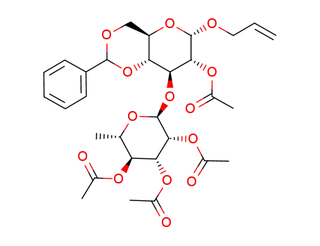 allyl 2-O-acetyl-3-O-(2,3,4-tri-O-acetyl-α-L-rhamnopyranosyl)-4,6-O-benzylidene-α-D-glucopyranoside