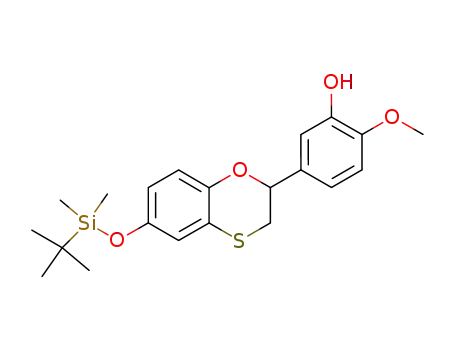 Molecular Structure of 188047-97-4 (5-[6-(tert-Butyl-dimethyl-silanyloxy)-2,3-dihydro-benzo[1,4]oxathiin-2-yl]-2-methoxy-phenol)