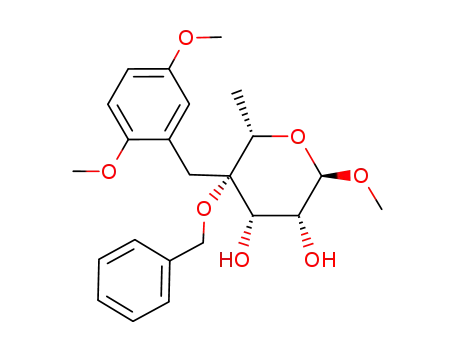 Molecular Structure of 205810-97-5 (methyl 4-O-benzyl-6-deoxy-4-C-(2,5-dimethoxybenzyl)-α-L-talopyranoside)