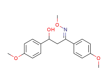 Molecular Structure of 183719-13-3 (1-Propanone, 3-hydroxy-1,3-bis(4-methoxyphenyl)-, O-methyloxime,
(E)-)