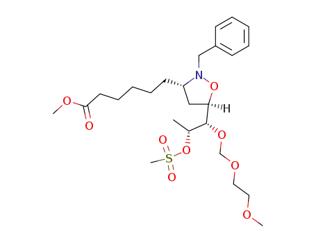 6-{(3S,5R)-2-Benzyl-5-[(1S,2R)-2-methanesulfonyloxy-1-(2-methoxy-ethoxymethoxy)-propyl]-isoxazolidin-3-yl}-hexanoic acid methyl ester