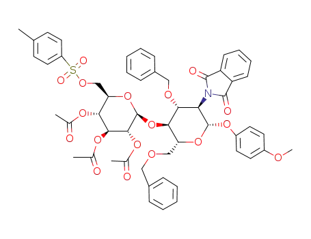 p-methoxyphenyl 3,6-di-O-benzyl-2-deoxy-2-phthalimido-4-O-(2,3,4-tri-O-acetyl-6-O-p-toluenesulfonyl-β-D-glucopyranosyl)-β-D-glucopyranoside