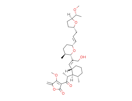 3-((R)-2-{(1R,2R,6S)-2-[(E)-3-Hydroxy-2-((2S,3S,6R)-6-{(E)-3-[(2S,5S)-5-((R)-1-methoxy-ethyl)-tetrahydro-furan-2-yl]-propenyl}-3-methyl-tetrahydro-pyran-2-yl)-propenyl]-6-methyl-cyclohexyl}-propionyl)-4-methoxy-5-methylene-5H-furan-2-one