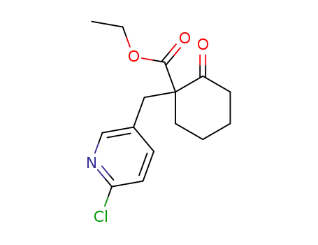 Molecular Structure of 218619-08-0 (1-(6-chloro-pyridin-3-ylmethyl)-2-oxo-cyclohexanecarboxylic acid ethyl ester)