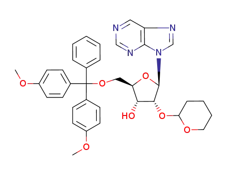 Molecular Structure of 133324-33-1 (9-(2'-O-tetrahydropyranyl-5'-O-(dimethoxytrityl)-β-D-ribofuranosyl)purine)