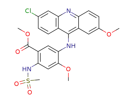 Molecular Structure of 716312-65-1 (5-(6-Chloro-2-methoxy-acridin-9-ylamino)-2-methanesulfonylamino-4-methoxy-benzoic acid methyl ester)