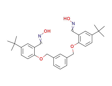 Molecular Structure of 188663-43-6 (Benzaldehyde,
2,2'-[1,3-phenylenebis(methyleneoxy)]bis[5-(1,1-dimethylethyl)-,
dioxime)