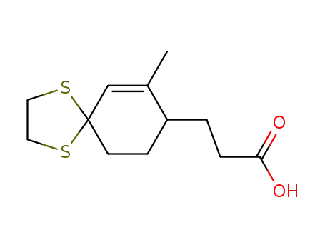 Molecular Structure of 42723-28-4 (3-(7-Methyl-1,4-dithia-spiro[4.5]dec-6-en-8-yl)-propionic acid)