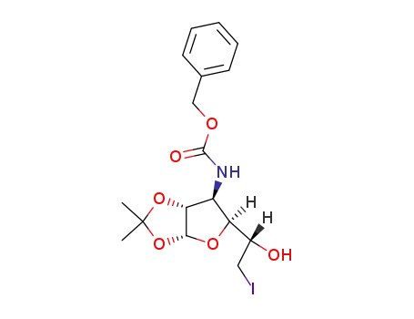 [(3aR,5S,6S,6aR)-5-((S)-1-Hydroxy-2-iodo-ethyl)-2,2-dimethyl-tetrahydro-furo[2,3-d][1,3]dioxol-6-yl]-carbamic acid benzyl ester