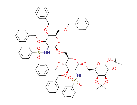 O-<2-(benzenesulfonamido)-3,4,6-tri-O-benzyl-2-deoxy-D-glucopyranosyl>-β-(1<*>6)-O-<2-(benzenesulfonamido)-3,4-di-O-benzyl-2-deoxy-D-glucopyranosyl>-β-(1<*>6)-1,2:3,4-di-O-isopropylidene-α-D-galactopyranose
