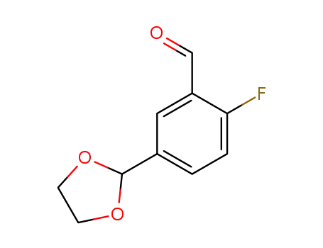 Molecular Structure of 146137-77-1 (5-(1,3-dioxolan-2-yl)-2-fluorobenzaldehyde)