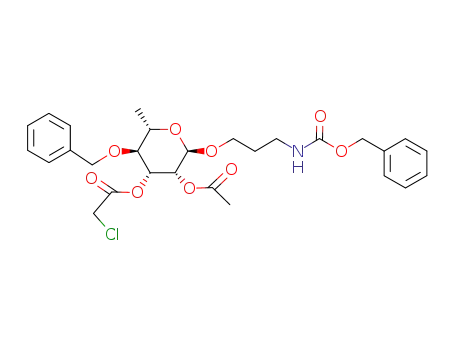 Chloro-acetic acid (2R,3R,4R,5S,6S)-3-acetoxy-5-benzyloxy-2-(3-benzyloxycarbonylamino-propoxy)-6-methyl-tetrahydro-pyran-4-yl ester