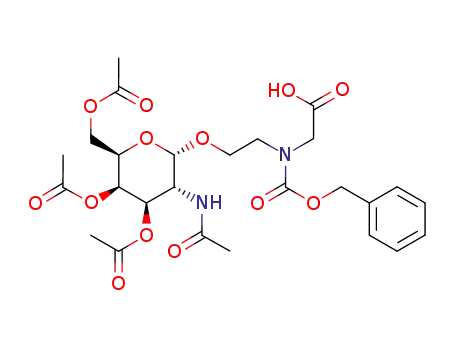 {Benzyloxycarbonyl-[2-((2S,3R,4R,5R,6R)-4,5-diacetoxy-6-acetoxymethyl-3-acetylamino-tetrahydro-pyran-2-yloxy)-ethyl]-amino}-acetic acid