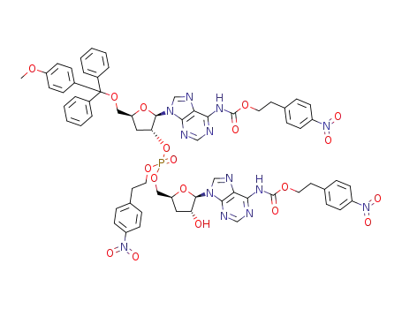 3'-deoxy-5'-O-[(4-methoxyphenyl)diphenylmethyl]-N<sup>6</sup>-[2-(4-nitrophenyl)ethoxycarbonyl]adenylyl-(2'-{O<sup>P</sup>-[2-(4-nitrophenyl)ethyl]}->5')-3'-deoxy-N<sup>6</sup>-[2-(4-nitrophenyl)ethoxycarbonyl]adenosine