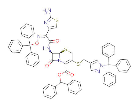 diphenylmethyl 7β-[(Z)-2-(2-aminothiazol-4-yl)-2-(trityloxyimino)acetamido]-3-[(1-tritylpyrazol-4-yl)methylthio]-3-cephem-4-carboxylate