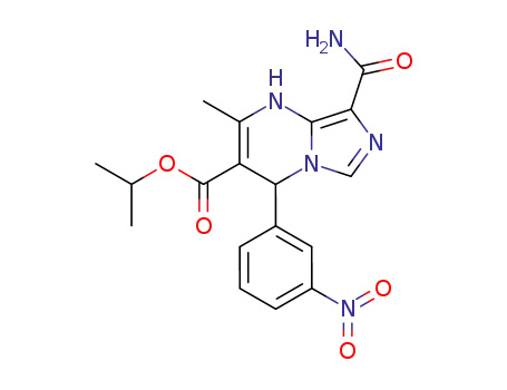 Molecular Structure of 158746-52-2 (isopropyl 8-(aminocarbonyl)-4-{3-nitrophenyl}-2-methyl-1,4-dihydroimidazo[1,5-a]pyrimidine-3-carboxylate)