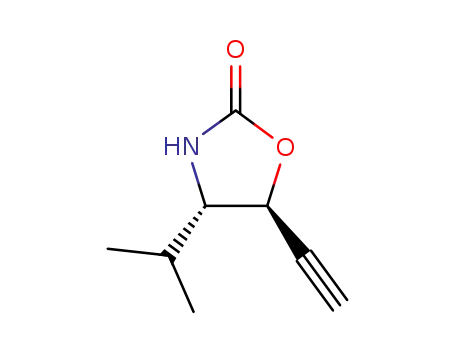 Molecular Structure of 253676-23-2 (2-Oxazolidinone,5-ethynyl-4-(1-methylethyl)-,(4S,5S)-(9CI))