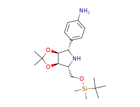 Molecular Structure of 188745-04-2 (Benzenamine, 4-(3aS,4S,6R,6aR)-6-(1,1-dimethylethyl)dimethylsilyloxymethyltetrahydro-2,2-dimethyl-4H-1,3-dioxolo4,5-cpyrrol-4-yl-)