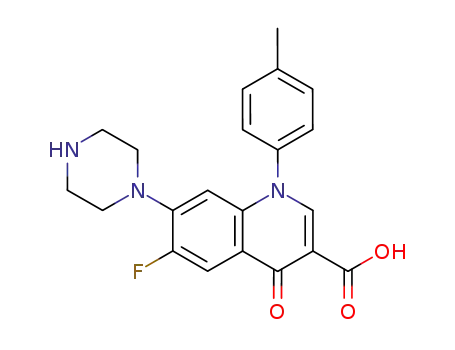 Molecular Structure of 149092-00-2 (3-Quinolinecarboxylic acid, 6-fluoro-1,4-dihydro-1-(4-methylphenyl)-4- oxo-7-(1-piperazinyl)-)