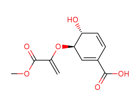 Molecular Structure of 61414-72-0 (1,5-Cyclohexadiene-1-carboxylic acid,
4-hydroxy-3-[[1-(methoxycarbonyl)ethenyl]oxy]-, trans-)