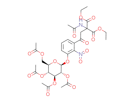 diethyl (acetylamino)<2-<2-nitro-3-(2,3,4,6-tetra-O-acetyl-β-D-glucopyranosyl)oxyphenyl>-2-oxoethyl>propanedioate