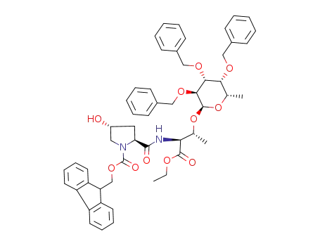 (2S,4R)-2-[(1S,2R)-1-Ethoxycarbonyl-2-((2R,3S,4R,5R,6S)-3,4,5-tris-benzyloxy-6-methyl-tetrahydro-pyran-2-yloxy)-propylcarbamoyl]-4-hydroxy-pyrrolidine-1-carboxylic acid 9H-fluoren-9-ylmethyl ester