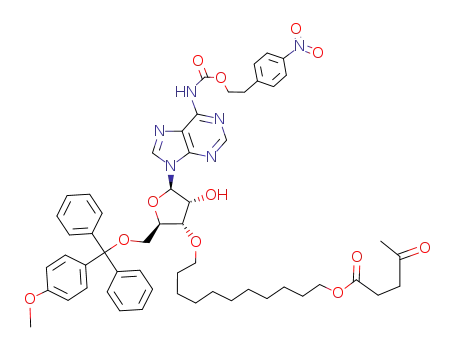 4-Oxo-pentanoic acid 11-((2R,3S,4R,5R)-4-hydroxy-2-[(4-methoxy-phenyl)-diphenyl-methoxymethyl]-5-{6-[2-(4-nitro-phenyl)-ethoxycarbonylamino]-purin-9-yl}-tetrahydro-furan-3-yloxy)-undecyl ester