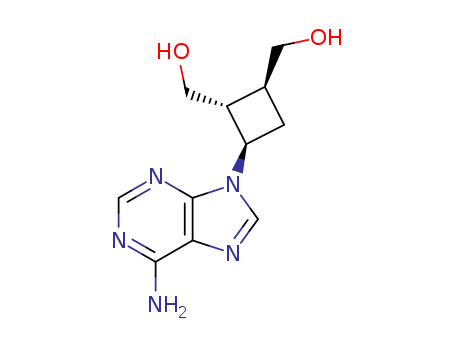 Molecular Structure of 126187-01-7 (1,2-Cyclobutanedimethanol,3-(6-amino-9H-purin-9-yl)-, (1S,2R,3R)-)