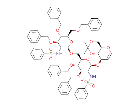 O-<2-(benzenesulfonamido)-3,4,6-tri-O-benzyl-2-deoxy-D-glucopyranosyl>-β-(1<*>6)-O-<2-(benzenesulfonamido)-3,4-di-O-benzyl-2-deoxy-D-glucopyranosyl>-β-(1<*>3)-1,5-anhydro-2-deoxy-4,6-O-isopropylidene-D-arabino-hex-1-enopyranose