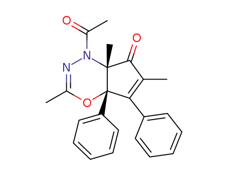 Molecular Structure of 51755-49-8 (cis-1-acetyl-3,6,7a-trimethyl-4a,5-diphenyl-7-oxo-1,4a,7,7a-tetrahydrocyclopent<e><1,3,4>-oxadiazine)