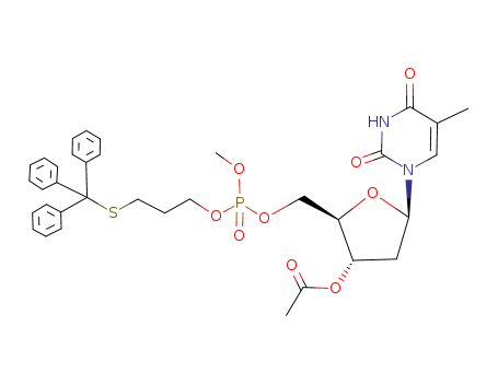 Acetic acid (2R,3S,5R)-2-[methoxy-(3-tritylsulfanyl-propoxy)-phosphoryloxymethyl]-5-(5-methyl-2,4-dioxo-3,4-dihydro-2H-pyrimidin-1-yl)-tetrahydro-furan-3-yl ester
