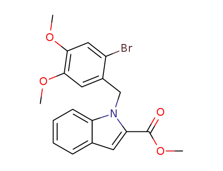 Molecular Structure of 238750-16-8 (1-(2-bromo-4,5-dimethoxy-benzyl)-1<i>H</i>-indole-2-carboxylic acid methyl ester)